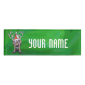 Reindekerst op groen naambadge (Voorkant)