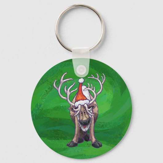 Reindekerst op groen sleutelhanger (Voorkant)