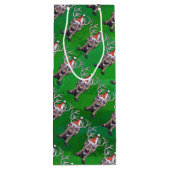 Reindekerst op groen wijn cadeautas (Achterkant)