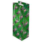 Reindekerst op groen wijn cadeautas (Voorkant Gekanteld)