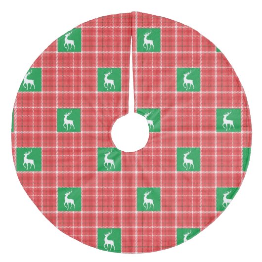 Reindekerst Rood met rood Wit Twill Pset Fleece Kerstboom Rok (Voorkant)