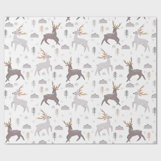 Reindekerst Winter Holiday Pattern Cadeaupapier (Vlak)
