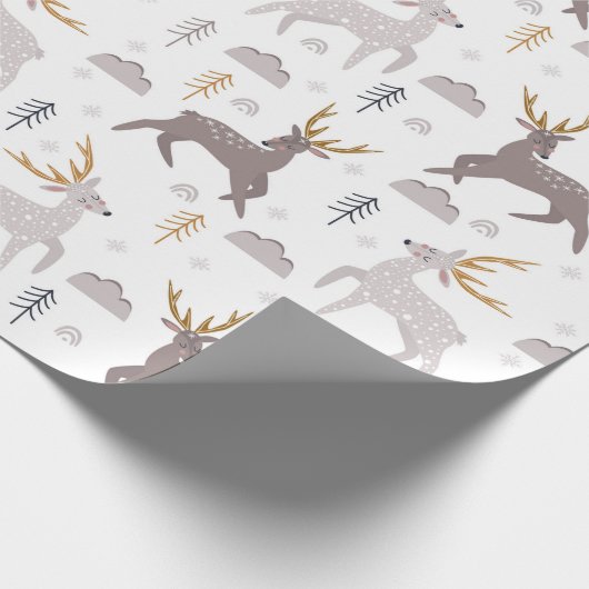 Reindekerst Winter Holiday Pattern Cadeaupapier (Hoek)