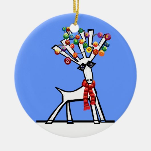 Reindekerstelampjes Keramisch Ornament (Voorkant)
