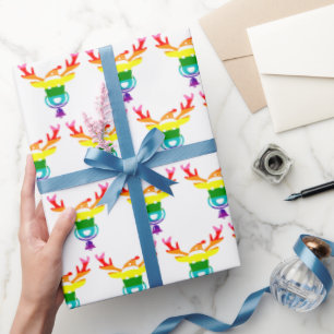 Reinderegenboogpride Flag LGBTQ Kerstmis Cadeaupapier