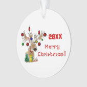 Reindester met licht op Antlers Ornament (voorkant)