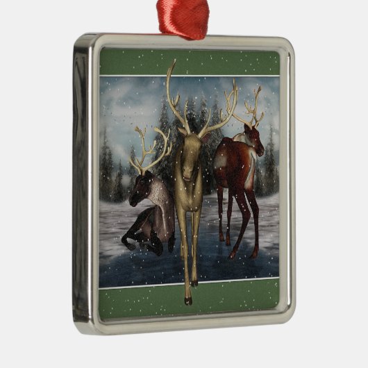 Reindewintersceen Silver Framed Ornament (Rechts)