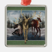 Reindewintersceen Silver Framed Ornament (Voorkant)