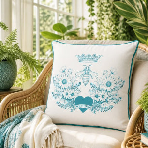Reine Abeille Chic   Coussin Jeté Couronne Abeille