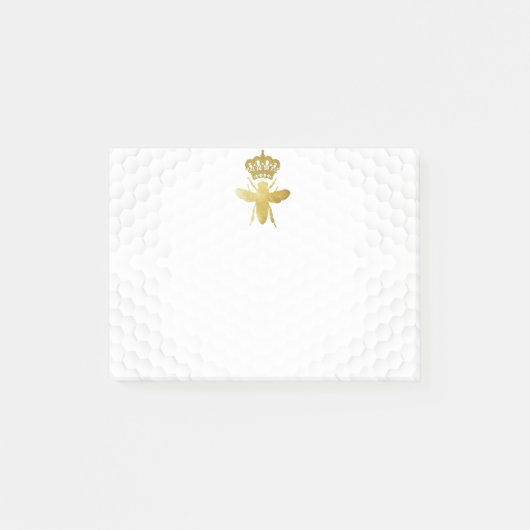 REINE BEE Post-It Notes - Gold Bee Crown Honeypeb (Devant)