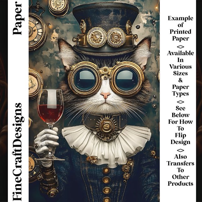 Reine Chat Chic Toastant Vin AH7 Papier Scrapbooki (Créateur téléchargé)