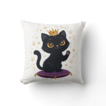 Reine Chat Noir Coussin Cadeau pour Amateur de Cha