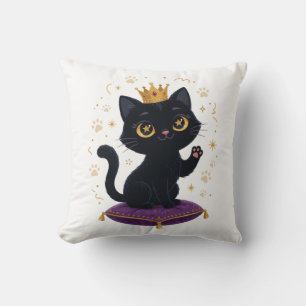 Reine Chat Noir Coussin Cadeau pour Amateur de Cha