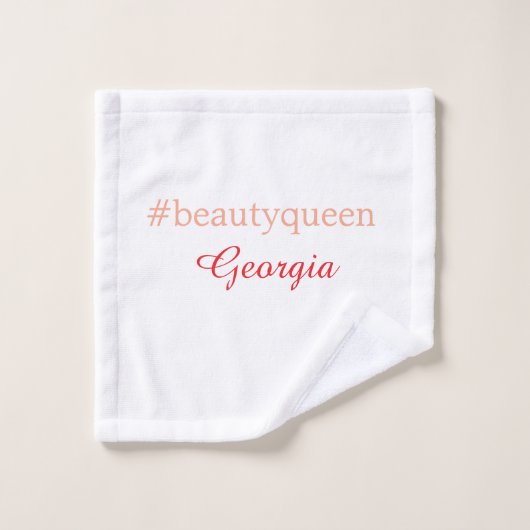 Reine de beautéhashtag rouge clair ajouter nom fil (Gant de toilette)