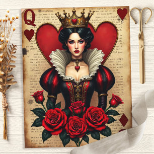 Reine de Coeur Carte de Rose Vintage Papier Scrapb