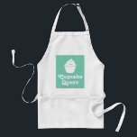 Reine de Cupcake | Tablier de cuisson vert à la me<br><div class="desc">Reine de Cupcake | Tablier de cuisson vert menthe mignonne pour femmes. Un cadeau amusant pour les amoureux de cupcake. Couleur arrière - plan personnalisable. Faites-en un pour maman,  mère,  femme,  tante,  grand-mère,  soeur,  fille,  etc.</div>