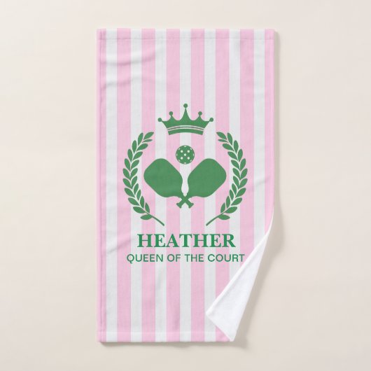 Reine de la Cour de Pickleball rose en bande (Serviette à main)