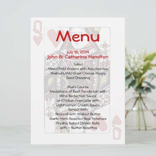 Reine de menu fait sur commande de mariage de (Debout devant)