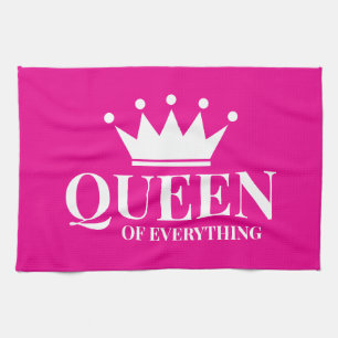 Reine de tout neon rose serviette de cuisine cadea