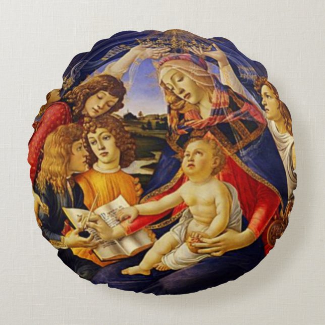 Reine du Ciel Vierge Marie Coussin ronde (Devant)