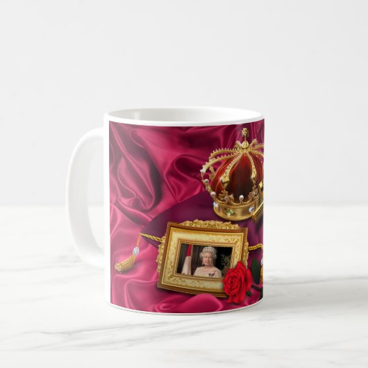 Reine Elizabeth II Couronne & Photo Café Mug (Devant gauche)