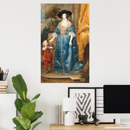 Reine Henrietta Maria - van Dyck Poster d'art (Bureau à domicile)