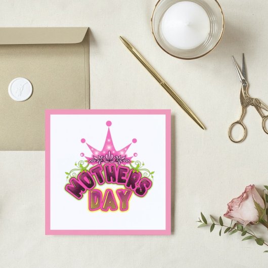 Reine rose Happy mamans jour Carte Plat