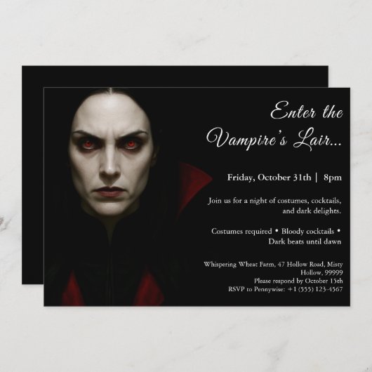 Reine Vampire - Invitation de la fête costumée d'H (Devant / Derrière)
