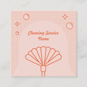 Reinig roze en Oranje schoonmaakservice Vierkante Visitekaartje