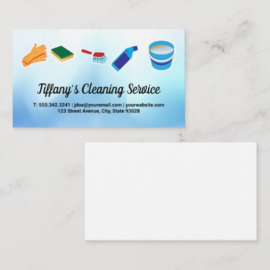 Reinigingsbenodigdheden en huishoudreiniger visitekaartje (Voorkant / Achterkant)