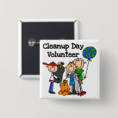 Reinigingsdag vrijwilliger T-shirts en cadeautjes Vierkante Button 5,1 Cm (Voorkant /achterkant)