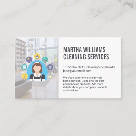 Reinigingsdiensten | Maïde Logo Visitekaartje (Voorkant)