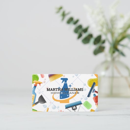 Reinigingsnevel | Tile Soap Bubbles en tools Visitekaartje (Staand voorkant)