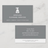 Reinigingsservice Grijze verstuiffles Visitekaartje (Voorkant / Achterkant)