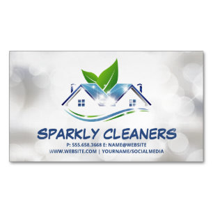 Reinigingsservice   Sparkly House Logo Magnetisch Visitekaartje