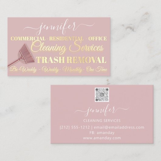 Reinigingsservice Verwijderen van vuilnis met lich Visitekaartje (Voorkant / Achterkant)