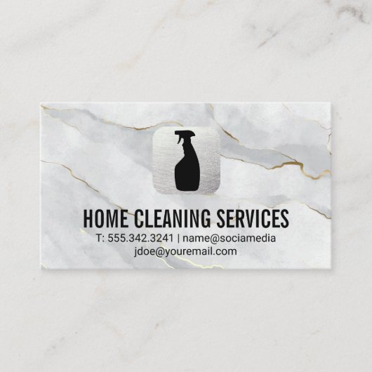 Reinigingsspray Logo | Witgouden marmer Visitekaartje (Voorkant)