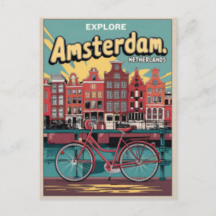 Reis Amsterdam holland fietsen vintage geschenken Briefkaart