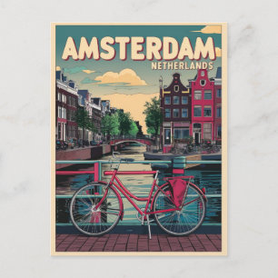 Reis Amsterdam holland fietsen vintage geschenken Briefkaart