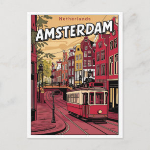 Reis Amsterdam, Holland tramway vintage geschenken Briefkaart