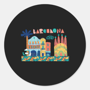 Reis Barcelona Spanje Europa Spaanse Familie Vacat Ronde Sticker