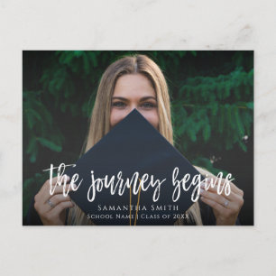 Reis begint met Modern Calligrafie Foto Afstuderen Uitnodiging Briefkaart