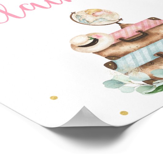 Reis Bloem Bruidsmeisjesfeest Bagage Claim Bord Poster (Hoek)