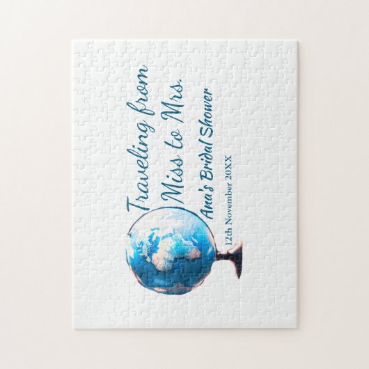 Reis bruidsfeest voeg naam datum mevrouw toe legpuzzel (Verticaal)