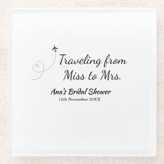 Reis bruidsfeest voeg naam datum toe van juffrouw glazen onderzetter (Voorkant)