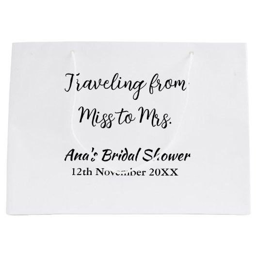 Reis bruidsfeest voeg naam datum toe van juffrouw  groot cadeauzakje (Voorkant)