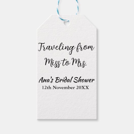 Reis bruidsfeest voeg naam datum toe van Miss tot  Cadeaulabel (Voorkant)