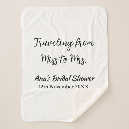 Reis bruidsfeest voeg naam datum toe van Miss tot  Sherpa Deken (Voorkant)