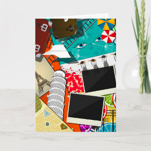 Reis collage met iconische bezienswaardigheden Vak Kaart