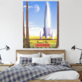 Reis de Universe retro ruimtekunst. Canvas Afdruk (Insitu (Slaapkamer))